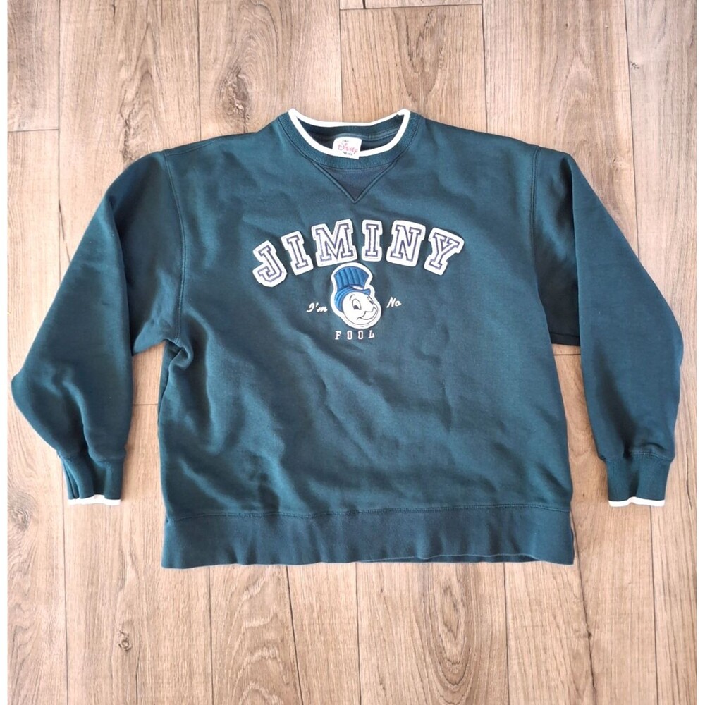Vintage Jiminy Cricket Disney Sweatshirt Mens Medium Green 1990s